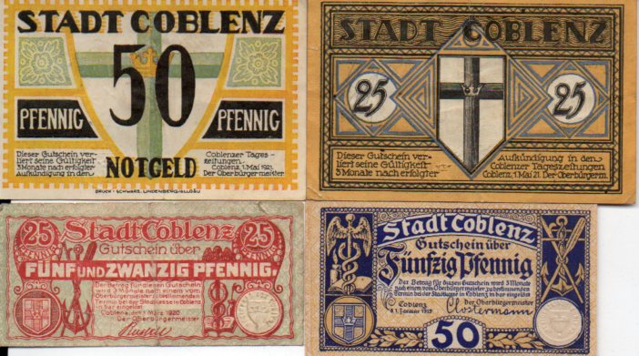 Coblenz-Notgeld  50 Pfennig 1.Jan.1919,25 Pfennig 1.3.1920,50+25 Pfennig 1.5.1921 