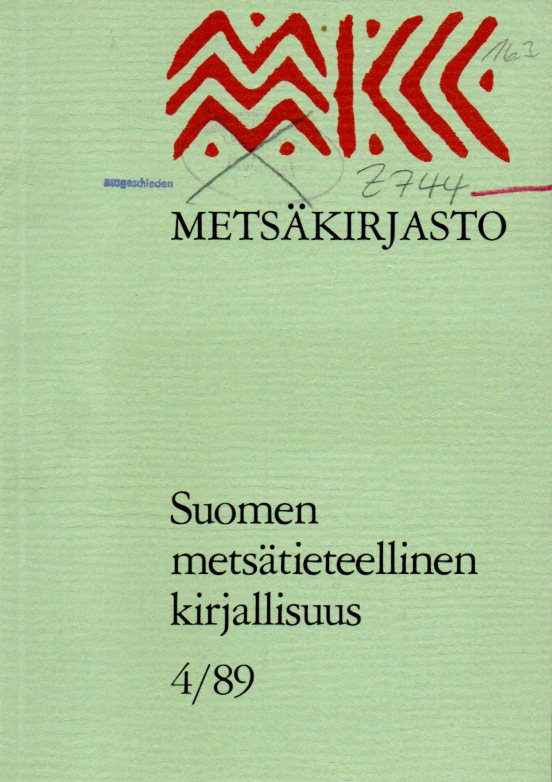Metsäkirjasto  Suomen metsätieteellinen kirjallisuus. 4/1989 