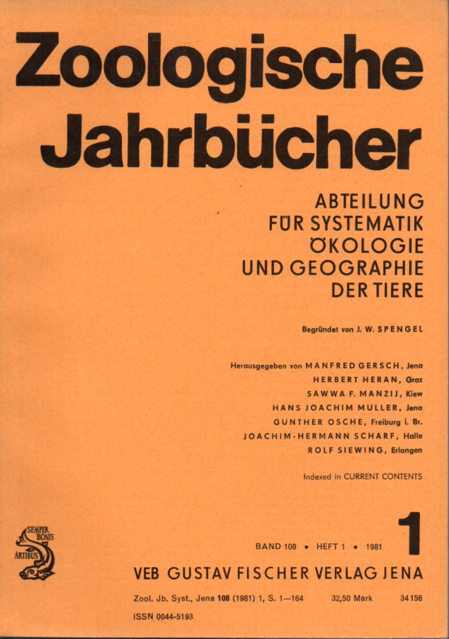 Zoologische Jahrbücher  Band 108. Heft 1. 1981 