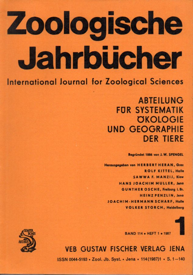 Zoologische Jahrbücher  Band 114. Heft 1. 1987 