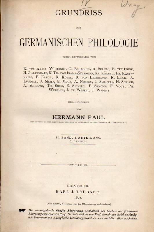 Paul,Hermann(Hsg.)  Grundriss der germanischen Philologie II.Band I.Abteilung 