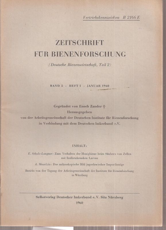 Zeitschrift für Bienenforschung  Zeitschrift für Bienenforschung Band 5 - Hefte 1-8 - 1960-1961 
