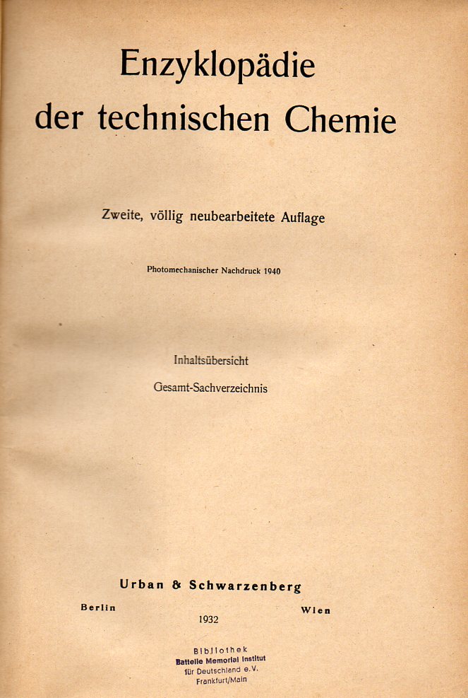 Enzyklopädie der technischen Chemie  Enzyklopädie der technischen Chemie 