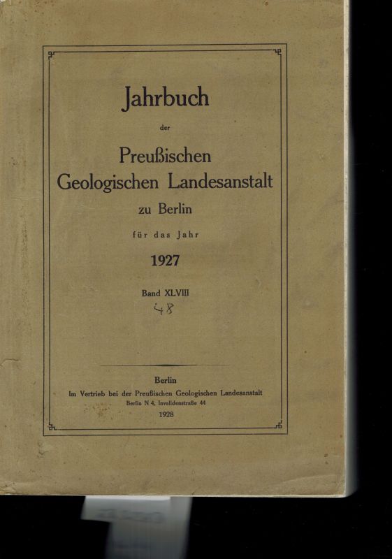 Preußische Geologische Landesanstalt zu Berlin  Jahrbuch der Preußischen Geologischen Landesanstalt zu Berlin für das 