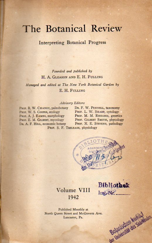 The Botanical Review  Interpreting Botanical Progress.Volume VIII.1942 