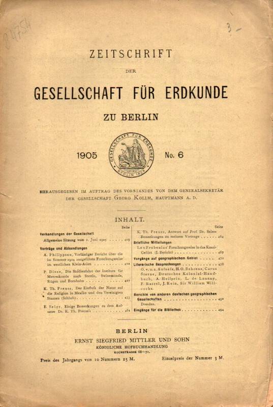 Zeitschrift d.Gesellschaft für Erdkunde zu Berlin  Gesellschaft für Erdkunde zu Berlin Jahrgang 1905. No.6 