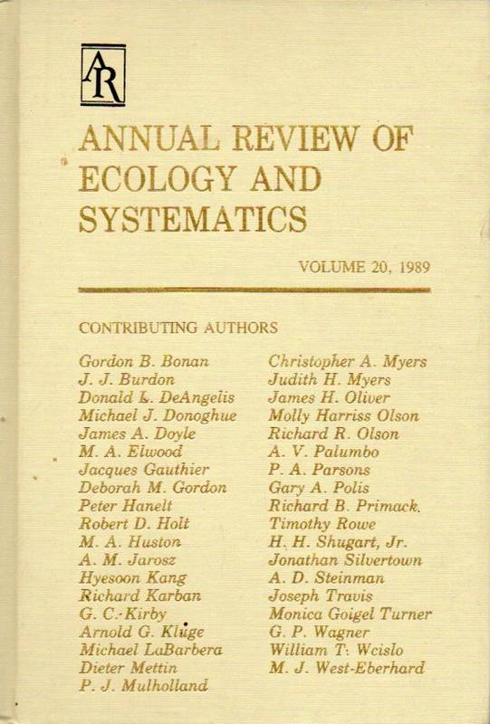 Annual Review of Ecology and Systematics  Vol.20. 1989 