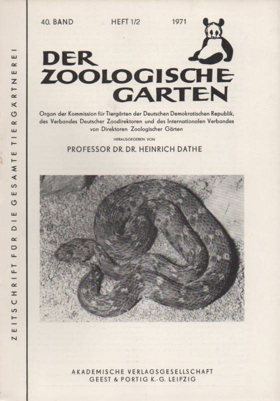 Der Zoologische Garten  Zeitschrift für die gesamte Tiergärtnerei 