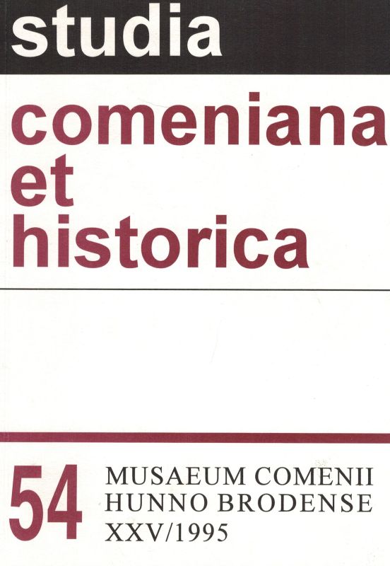 studia comeniana et historica  studia comeniana et historica Heft 54 XXV / 1995 