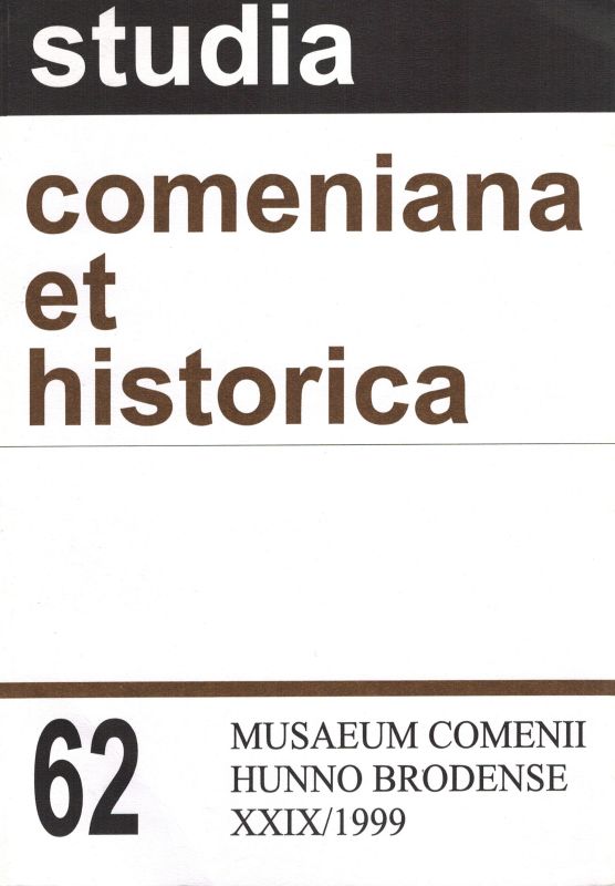 studia comeniana et historica  studia comeniana et historica Heft 62 XXIX / 1999 