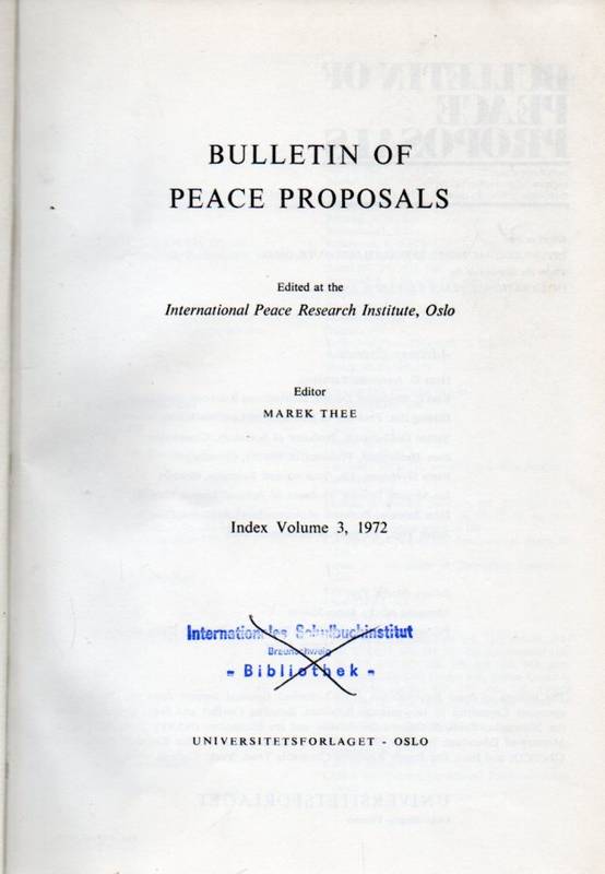 Thee,Marek  Bulletin of Peace Proposals Index, Volume 3, 1972 