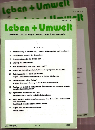 Leben + Umwelt  Leben + Umwelt 23.Jahrgang 1986, Nr. 1 bis 6 (5 Hefte) 