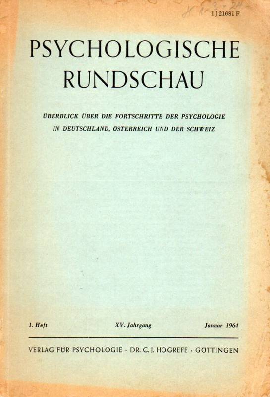 Psychologische Rundschau  Psychologische Rundschau 15.Jahrgang 1964,Hefte 1-3 (3 Hefte) 