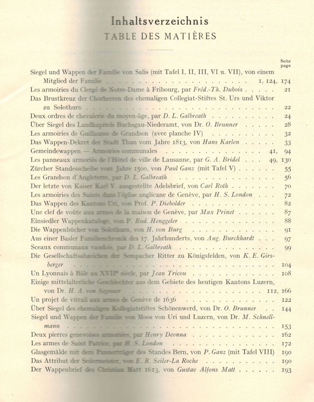 Societe Suisse D'Heraldique  Archives Heraldiques Suisses XLI. Jahrgang 1927 Heft 1 bis 4 