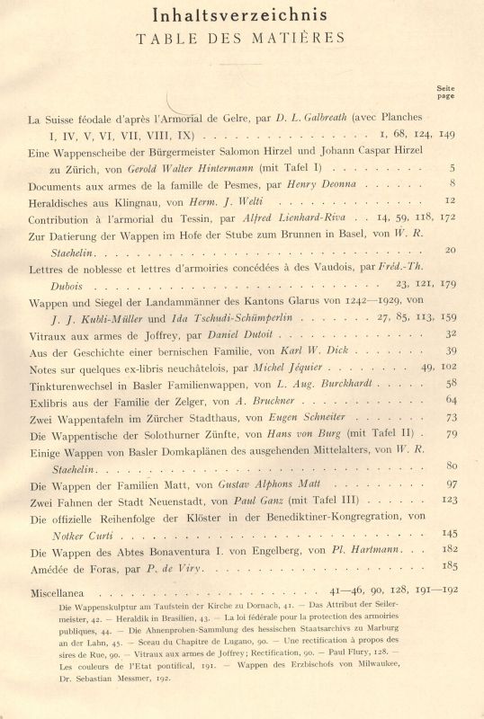 Societe Suisse D'Heraldique  Archives Heraldiques Suisses XLVI. Jahrgang 1932 Heft 1 bis 4 