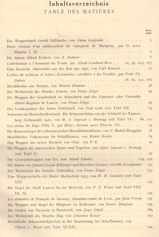 Societe Suisse D'Heraldique  Archives Heraldiques Suisses XLVII. Jahrgang 1933 Heft 1 bis 4 