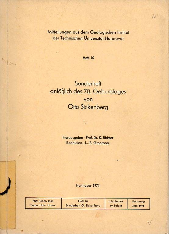 Richter,K.(Hsg.)  Sonderheft anläßlich des 70.Geburtstages von Otto Sickenberg 