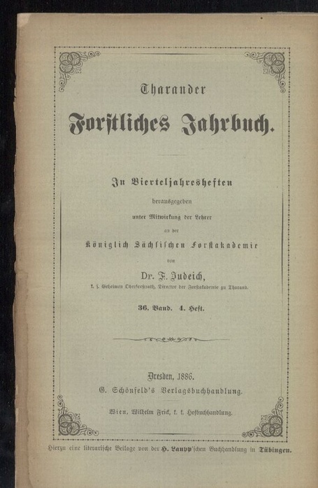 Tharander Forstliches Jahrbuch  36. Band. 1886. Heft 1-4 (4 Hefte) 