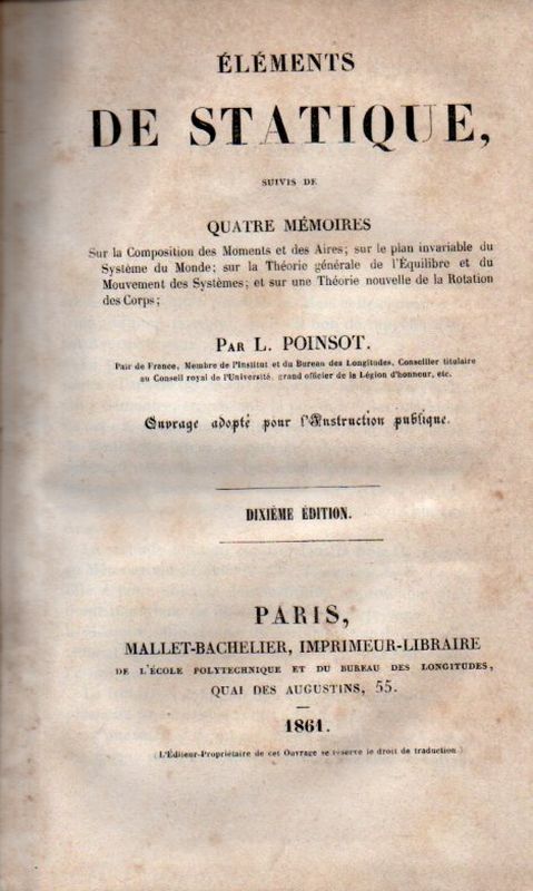 Poinsot,L.  Elements de Statique 