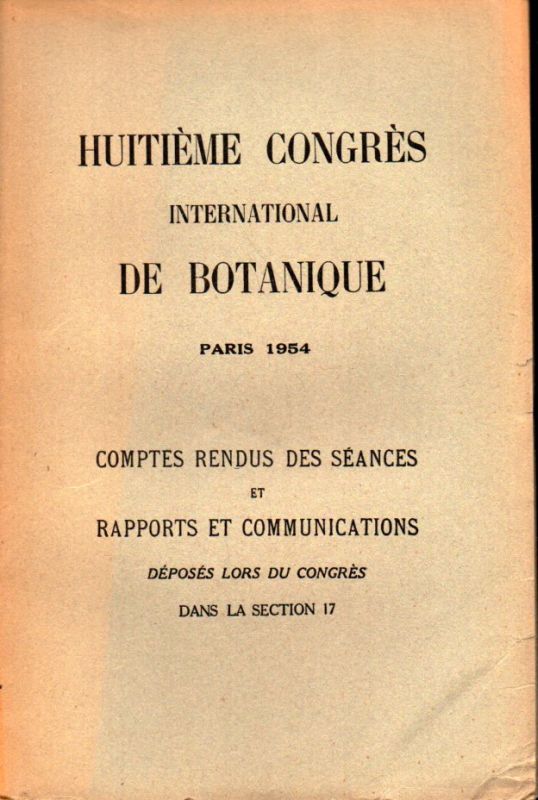 Huitieme Congres  Huitieme Congres International de Botanique.Paris.1954 