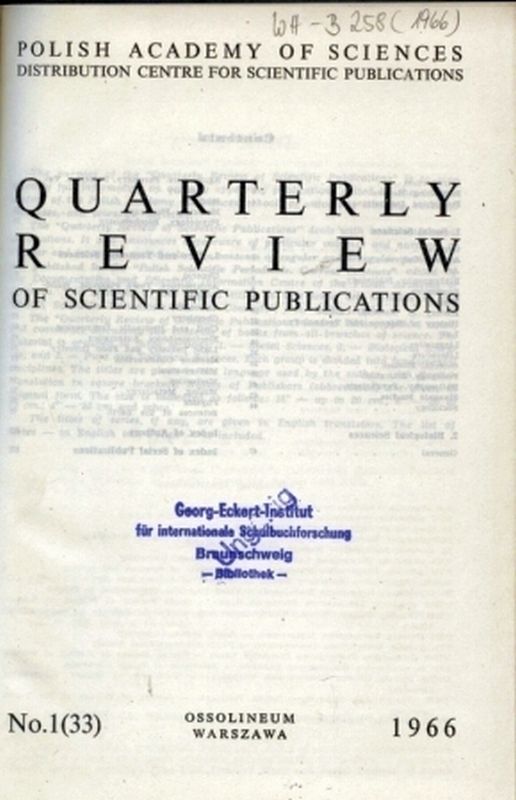 Quarterly Review of Scientific Publications  No. 1(33) - 4(36) + Index 1966 (1Band) 