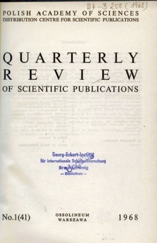 Quarterly Review of Scientific Publications  No. 1(41) - 4(44) + Index 1968 (1Band) 