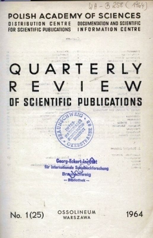 Quarterly Review of Scientific Publications  No. 1(25) - 4(28) + Index 1964 (1Band) 