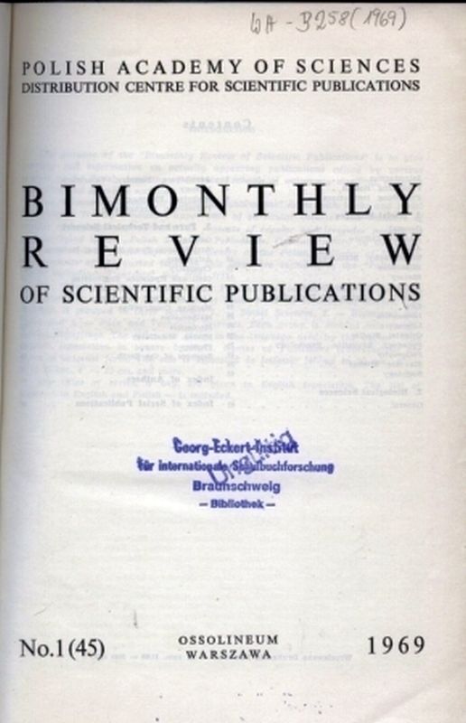 Quarterly Review of Scientific Publications  No. 1(45) - 4(49) + Index 1969 (1Band) 