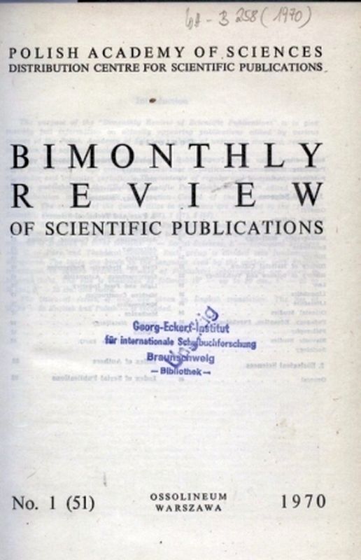 Quarterly Review of Scientific Publications  No. 1(51) - 5(55) + Index 1970 (1Band) 