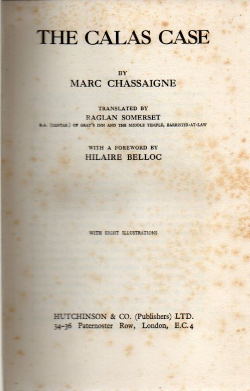 Chassaigne,Marc  The Calas Case 