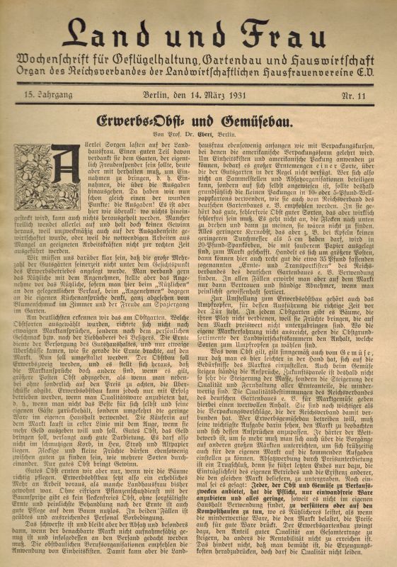 Land und Frau  Land und Frau 15.Jahrgang 1931 Heft Nr. 1 bis 52 und 