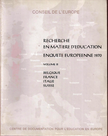 Council of Europe  Educational Research European Survey 1970 Volume III 