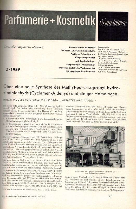 Parfümerie und Kosmetik  Parfümerie und Kosmetik 40.Jahrgang 1959 