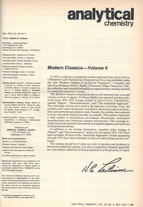 American Chemical Society  analytical chemistry Volume 48, 1976  Hefte No. 1 bis 9 January bis 