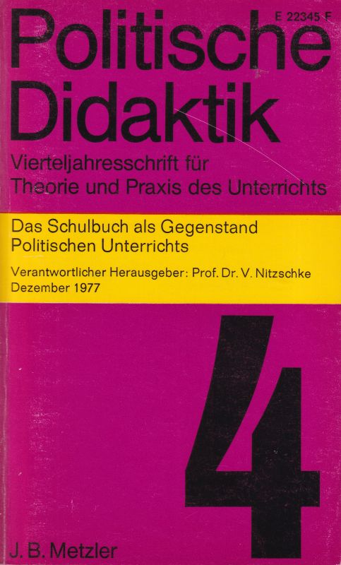 Nitzschke,V. (Hsg.)  Das Schulbuch als Gegenstand Politischen Unterrichts 