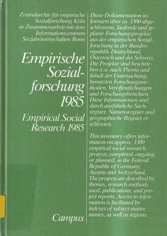 Universität zu Köln  Empirische Sozialforschung 1985 
