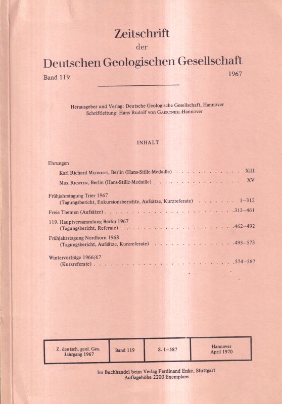 Deutsche Geologische Geellschaft  Zeitschrift der Deutschen Geologischen Gesellschaft Band 119 