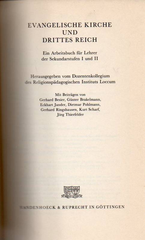 Religionspädagogisches Institut Loccum  Evangelische Kirche und Drittes Reich 