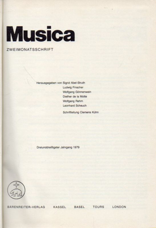 Musica  33.Jahrgang 1979 und 34.Jahrgang 1980.jeweils Heft 1-6 