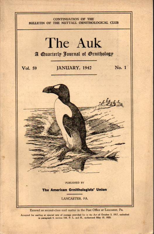 The Auk  The Auk Jahrgang 1942 Volume 59.No.1 January (1 Heft) 