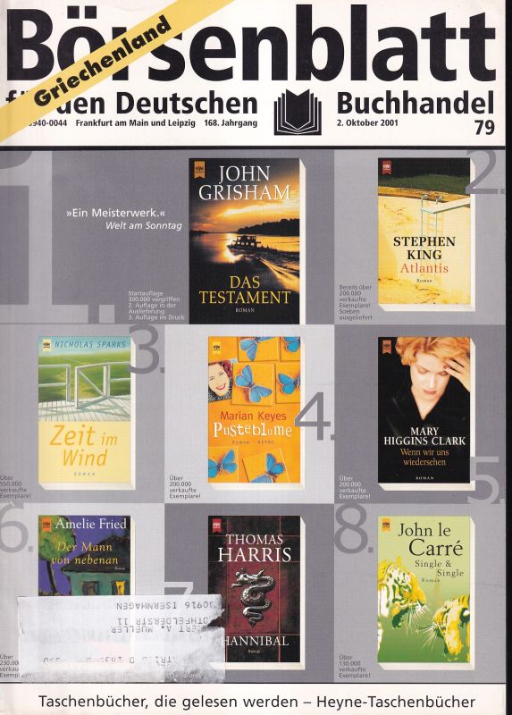 Börsenblatt für den Deutschen Buchhandel  168.Jahrgang,2.Oktober 2001 