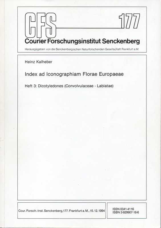 Kalheber,Heinz  Index ad Iconographiam Florae Europaeae Heft 3 Dicotyledones 