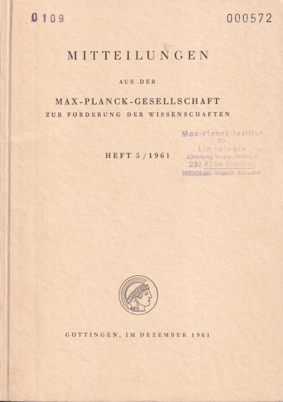 Max-Planck-Gesellschaft  Feier zur Einweihung des Neubaues der Hydrogiologischen Anstalt 