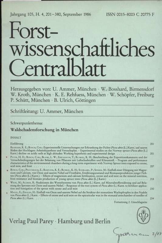 Forstwissenschaftliches Centralblatt  Jahrgang 105. Heft. 4. 1986 