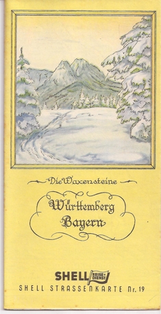 Shell Reisedienst  Straßenkarte Nr.19.Die Waxensteine Württenberg Bayern 