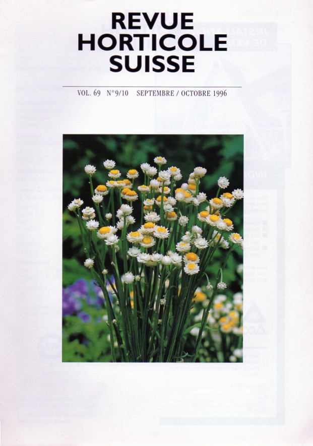 Revue Horticole Suisse  Revue Horticole Suisse Volume 69, No. 9 /10 Jahr 1996 