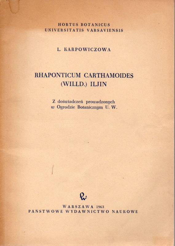 Karpowiczowa,L.  Rhaponticum Carthamoides (Willd.) Iljin 