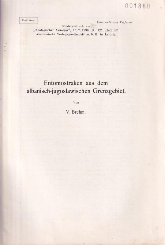 Brehm,V.  Entomostraken aus dem albanisch-jugoslawischen Grenzgebiet 