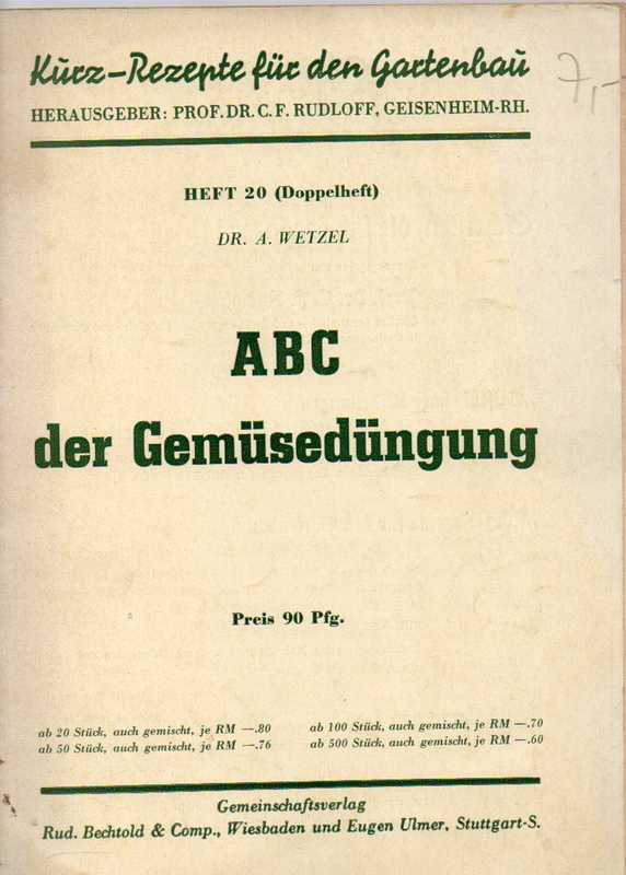 Wetzel,A.  ABC der Gemüsedüngung 