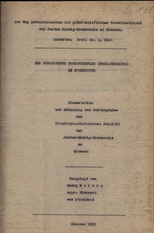 Bolwin,Georg  Der Gonadotrope Hormonkomplex (Prolankoerper) im Schrifttum 